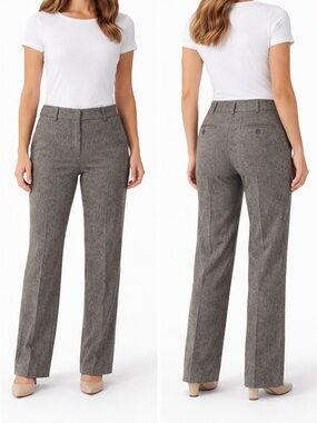 Michael Kors Gray Herringbone Tailored Straight-Leg Trousers